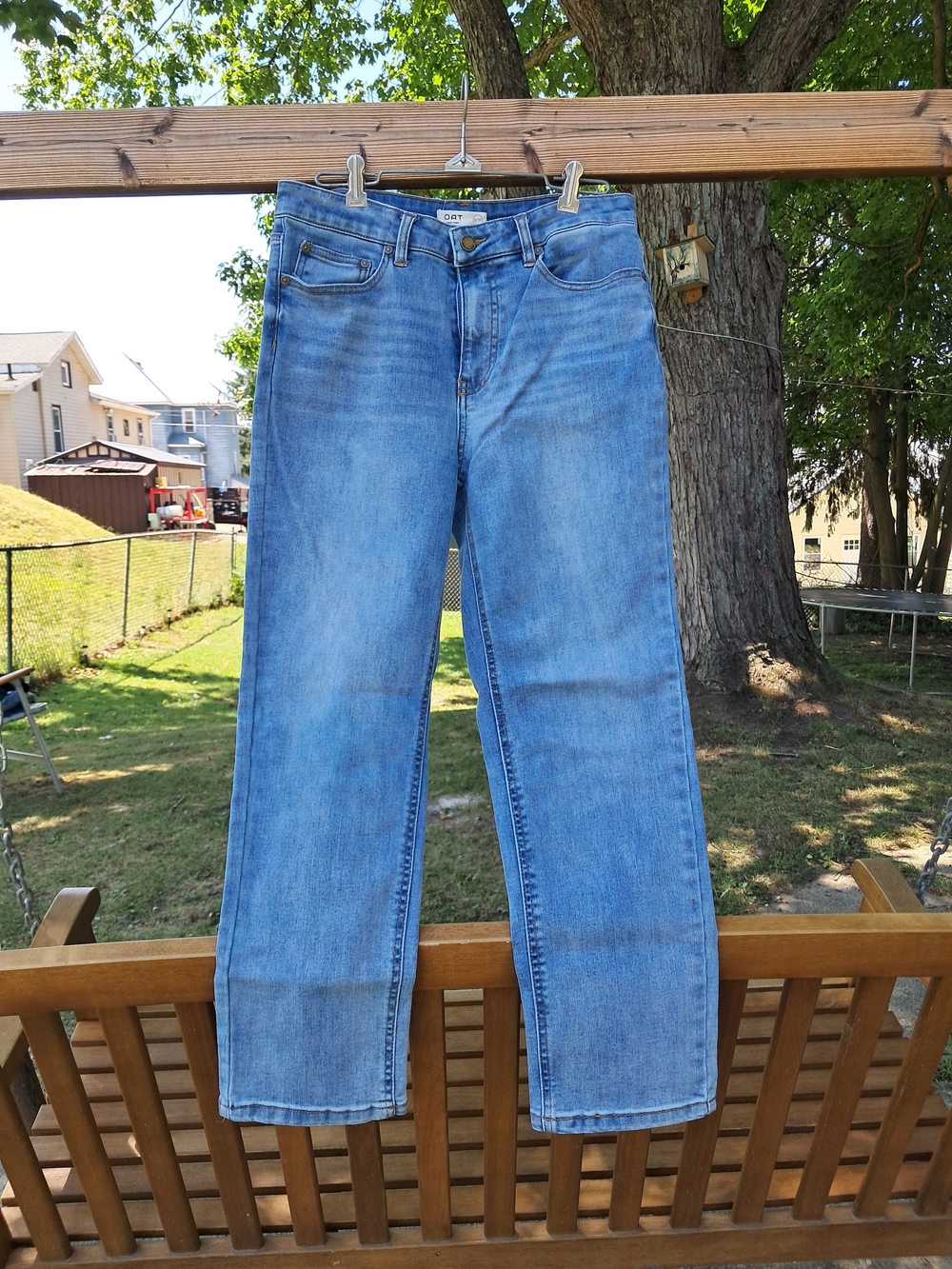 Oat New York High-Rise Straight Jeans in Light Blue Wash